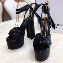 Saint Laurent Paige Sandals In Smooth Leather Black