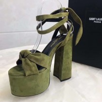 Saint Laurent Paige Sandals In Suede Green